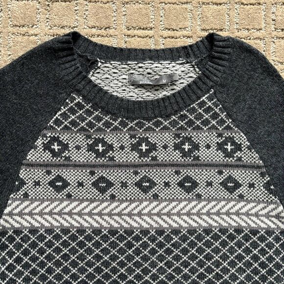 PrAna Ramona Pullover Sweater Women's Medium Fair Aisle Wool Blend Gray Warm - Picture 3 of 11